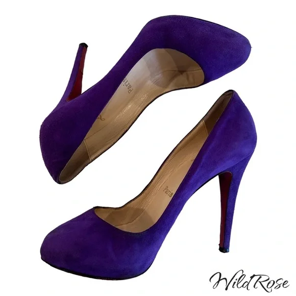 CHRISTIAN LOUBOUTIN New Declic Velours Purple Suede Pumps SZ 37
